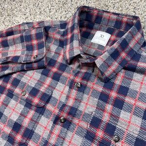 7Diamonds Mens Large Generation Soft Flannel Shirt Navy Blue Grey Plaid SMK-7260